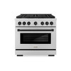 ZLINE Autograph Edition 3-Piece Appliance Package - 36-Inch Gas Range, Wall Mounted Range Hood, & 24-Inch Tall Tub Dishwasher in Stainless Steel with Matte Black Trim (3AKP-SGRRHDWM36-MB)