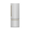 ZLINE Autograph 30-Inch Built-In Refrigerator w/ Gray Interior and Champagne Bronze Helix Handles (GRBIVZ-30430KCB)