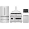 ZLINE 5-Piece Appliance Package - 48-Inch Dual Fuel Range, Hood, Refrigerator, Dishwasher, and Microwave Drawer in Stainless Steel