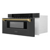 ZLINE Autograph 30-Inch Microwave Drawer in Black Stainless Steel and Polished Gold Helix Handle (MWDZ-30-BS-KG)
