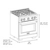 ZLINE 5-Piece Appliance Package - 30-Inch Gas Range, Refrigerator with Water Dispenser, Convertible Wall Mount Hood, Microwave Drawer, and 3-Rack Dishwasher in Black Stainless Steel (5KPRW-SGRBRH30-MWDWV)