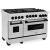 ZLINE Autograph Edition 3-Piece Appliance Package - 48-Inch Gas Range, Wall Mounted Range Hood, & 24-Inch Tall Tub Dishwasher in Stainless Steel with Matte Black Trim (3AKPR-SGRRH48-MB)