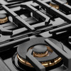 ZLINE Autograph 36-Inch Paramount Gas Rangetop with 6 Burners and Porcelain Cooktop in Black Satin with Polished Gold Accents (SRTBSZ-36-G)
