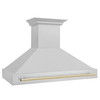 ZLINE Autograph Edition 2-Piece Appliance Package - 48-Inch Gas Range & Wall Mounted Range Hood in Stainless Steel with Gold Trim (2AKPR-SGRRH48-G)
