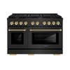ZLINE Autograph 48-Inch Paramount Gas Range in Black Stainless Steel with Gold Helix Handles (SGRBZ-48-KG)
