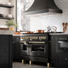 ZLINE Autograph Edition 2-Piece Appliance Package - 48-Inch Dual Fuel Range & Wall Mounted Range Hood in Black Stainless Steel with Gold Trim (2AKP-RABRH48-G)