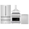 ZLINE 4-Piece Appliance Package - 30-Inch Paramount Induction Range, Wall Mount Range Hood, 36-Inch French Door Refrigerator, and Dishwasher in Stainless Steel