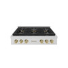 ZLINE Autograph Edition 36-Inch Paramount Gas Rangetop with 6 Burner DuoPro™ Cooktop in Satin Stainless Steel and Champagne Bronze Accents (PSRTSZ-36-CB)