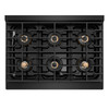ZLINE Autograph Edition 36-Inch 5.2 cu. ft. Paramount Gas Range with 6 Burner DuoPro™ Cooktop and Convection Gas Oven in Black Stainless Steel and Champagne Bronze Accents (PSGRBZ-36-CB)