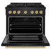 ZLINE Autograph Edition 36-Inch 5.2 cu. ft. Paramount Gas Range with 6 Burner DuoPro™ Cooktop and Convection Gas Oven in Black Stainless Steel and Champagne Bronze Accents (PSGRBZ-36-CB)