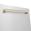 ZLINE 5-Piece Appliance Package - 48-Inch Dual Fuel Range, Hood, Refrigerator with Water Dispenser, Dishwasher, and Microwave Drawer in Stainless Steel with Gold Accents