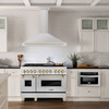 ZLINE 5-Piece Appliance Package - 48-Inch Dual Fuel Range, Hood, Refrigerator with Water Dispenser, Dishwasher, and Microwave Drawer in Stainless Steel with Gold Accents