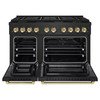 ZLINE Autograph Edition 48-Inch 6.7 cu. ft. Paramount Dual Fuel Range with 8 Burner DuoPro™ Cooktop and Dual Ovens in Black Stainless Steel and Polished Gold Accents (PSDRBZ-48-G)