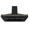 ZLINE Autograph Edition 3-Piece Appliance Package - 48-Inch Gas Range, Wall Mounted Range Hood, & 24-Inch Tall Tub Dishwasher in Black Stainless Steel with Champagne Bronze Trim (3AKPR-SGRBRHDWV48-CB)