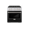 ZLINE 30-Inch 4.2 cu. ft. Paramount Dual Fuel Range with 4 Burner DuoPro™ Cooktop and Electric Convection Oven in Satin Stainless Steel with Black Matte Door (PSDRS-BLM-30)