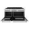 ZLINE 4-Piece Appliance Package - 60-Inch Dual Fuel Range, Refrigerator, Convertible Wall Mount Hood, and 3-Rack Dishwasher in Stainless Steel (4KPR-RARH60-DWV)
