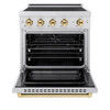 ZLINE 4-Piece Appliance Package - 30-Inch Paramount Induction Range, Wall Mount Range Hood, Refrigerator with Water Dispenser, and Dishwasher in Stainless Steel with Polished Gold Trim