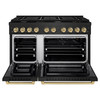 ZLINE Autograph Edition 2-Piece Appliance Package - 48-Inch Gas Range & Wall Mounted Range Hood in Black Stainless Steel with Champagne Bronze Trim (2AKPR-SGRBRH48-CB)