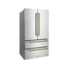 ZLINE Autograph 36-Inch Counter-Depth Refrigerator in Stainless Steel and Bronze Helix Handles (RFMZ-36-KCB)
