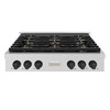 ZLINE Autograph Edition 36-Inch Paramount Gas Rangetop with 6 Burner DuoPro™ Cooktop in Stainless Steel and Matte Black Accents (PSRTZ-36-MB)