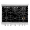 ZLINE 5-Piece Appliance Package - 36-Inch Gas Range, Refrigerator with Water Dispenser, Convertible Wall Mount Hood, Microwave Drawer, and 3-Rack Dishwasher in Stainless Steel (5KPRW-SGRRH36-MWDWV)