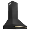 ZLINE Autograph Edition 2-Piece Appliance Package - 30-Inch Gas Range & Wall Mounted Range Hood in Black Stainless Steel with Gold Trim (2AKP-SGRBRH30-G)