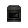 ZLINE Designer 30-Inch 4.2 Cu. Ft. Dual Fuel Range with 4 Burner Gas Cooktop in Black Satin with Black and Champagne Bronze Helix Handle (SDRBSZ-30-MBCB)