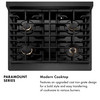ZLINE Designer 30-Inch 4.2 Cu. Ft. Dual Fuel Range with 4 Burner Gas Cooktop in Black Satin with Black and Champagne Bronze Helix Handle (SDRBSZ-30-MBCB)