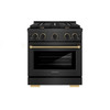 ZLINE Designer 30-Inch 4.2 Cu. Ft. Paramount Gas Range with 4 Burner Cooktop in Black Satin with Black and Champagne Bronze Helix Handle (SGRBSZ-30-MBCB)