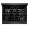 ZLINE Designer 30-Inch 4.2 Cu. Ft. Paramount Gas Range with 4 Burner Cooktop in Black Satin with Black and Champagne Bronze Helix Handle (SGRBSZ-30-MBCB)
