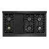 ZLINE Autograph 48-Inch Paramount Gas Rangetop with 8 Burner DuoPro™ Cooktop in Black Satin and Champagne Accents (PSRTBSZ-48-CB)