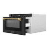 ZLINE Autograph 24-Inch Microwave Drawer in Black Stainless Steel and Champagne Bronze Helix Handle (MWDZ-1-BS-H-KCB)