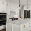 ZLINE 5-Piece Appliance Package - 48-Inch Gas Range, Hood, Refrigerator, Dishwasher, and Microwave Drawer in Black Stainless Steel with Gold Accents