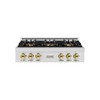 ZLINE Autograph Edition 36-Inch Classic Gas Rangetop with 6 Burner DuoPro™ Cooktop in Satin Stainless Steel and Polished Gold Accents (PCRTSZ-36-G)