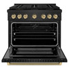 ZLINE Autograph 36-Inch Paramount DuoPro Dual Fuel Range in Black Stainless Steel with Champagne Helix Handle (PSDRBZ-36-KCB)