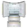 ZLINE 5-Piece Appliance Package - 30-Inch Gas Range, Hood, Refrigerator, Dishwasher, and Microwave Drawer in Stainless Steel with Gold Accents
