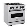 ZLINE 5-Piece Appliance Package - 30-Inch Dual Fuel Range, Hood, Refrigerator with Water Dispenser, Dishwasher, and Microwave Drawer in Stainless Steel with Matte Black Accents