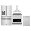ZLINE 4-Piece Appliance Package - 30-Inch Paramount Induction Range, Wall Mount Range Hood, 36-Inch French Door Refrigerator with Water Dispenser, and Dishwasher in Stainless Steel