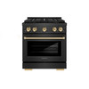 ZLINE Autograph 30-Inch 4.2 Cu. Ft. Paramount Dual Fuel Range with 4 Burner DuoPro Cooktop in Black Satin and Gold Accents (PSDRBSZ-30-G)