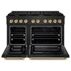 ZLINE Autograph 48-Inch Paramount Dual Fuel Range in Black Stainless Steel and Bronze Helix Handles (SDRBZ-48-KCB)