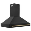 ZLINE Autograph Edition 3-Piece Appliance Package - 48-Inch Dual Fuel Range, Wall Mounted Range Hood, & 24-Inch Tall Tub Dishwasher in Black Stainless Steel with Champagne Bronze Trim (3AKP-RABRHDWV48-CB)