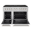 ZLINE 48-Inch 6.7 cu. ft. Paramount Dual Fuel Range with 8 Burner DuoPro™ Cooktop and Dual Ovens in Satin Stainless Steel with White Matte Doors (PSDRS-WM-48)