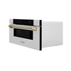 ZLINE Autograph 30-Inch Microwave Drawer in Stainless Steel and Polished Gold Helix Handle (MWDZ-30-KG)