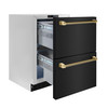 ZLINE Autograph 24-Inch Touchstone Refrigerator Drawer with Black Stainless Steel Doors & Gold Helix Handles (RDSOZ-BS-24-KG)