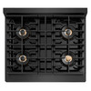 ZLINE Designer 30-Inch 4.2 Cu. Ft. Gas Range with 4 Burner DuoPro Cooktop in Black Satin with Black and Champagne Bronze Helix Handle (PSGRBSZ-30-MBCB)