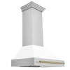 ZLINE Autograph Edition 2-Piece Appliance Package - 36-Inch Gas Range & Wall Mounted Range Hood in Stainless Steel and White Door with Champagne Bronze Trim (2AKP-SGRWMRH36-CB)