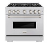 ZLINE 5-Piece Appliance Package - 36-Inch Gas Range, Hood, Refrigerator, Dishwasher, and Microwave Drawer in Stainless Steel