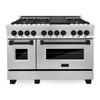 ZLINE Autograph Edition 3-Piece Appliance Package - 48-Inch Dual Fuel Range, Wall Mounted Range Hood, & 24-Inch Tall Tub Dishwasher in Stainless Steel with Matte Black Trim (3AKP-RARHDWM48-MB)