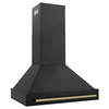 ZLINE Autograph Edition Package - 36-Inch Dual Fuel Range and Range Hood in Black Stainless Steel with Champagne Bronze Trim (2AKP-RABRH36-CB)
