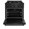 ZLINE 3-Piece Appliance Package - 30-Inch Gas Range, Refrigerator, and Dishwasher in Black Stainless Steel